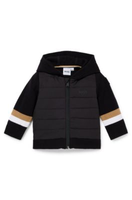 Kids' signature-stripe hoodie in a wool blend, Black