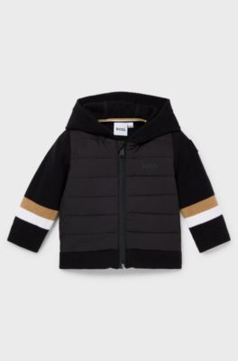 Kids' signature-stripe hoodie in a wool blend, Black