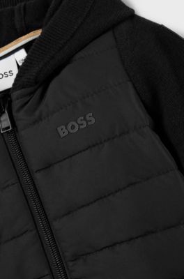 Kids' signature-stripe hoodie in a wool blend, Black