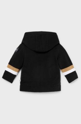 Kids' signature-stripe hoodie in a wool blend, Black