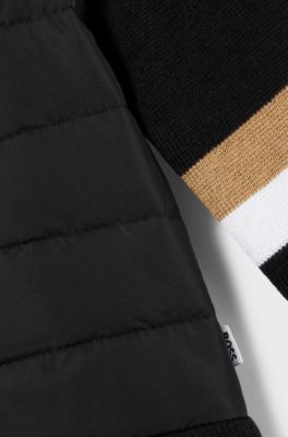 Kids' signature-stripe hoodie in a wool blend, Black
