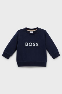Kids' sweatshirt in cotton-blend fleece with embossed logo, Dark Blue
