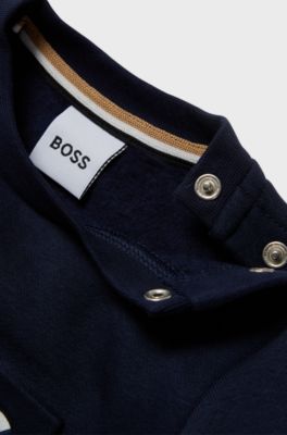 Kids' sweatshirt in cotton-blend fleece with embossed logo, Dark Blue