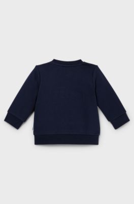 Kids' sweatshirt in cotton-blend fleece with embossed logo, Dark Blue