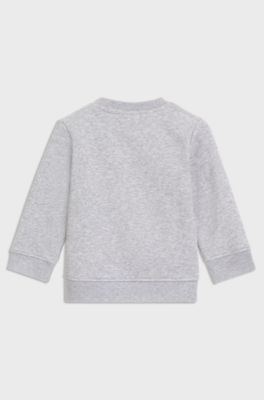 Kids' cotton-blend sweatshirt with logo and mountain artwork, Light Grey