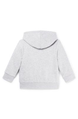 Kids' hoodie in cotton-blend fleece with logo print, Light Grey