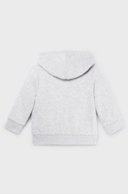Kids' hoodie in cotton-blend fleece with logo print, Light Grey