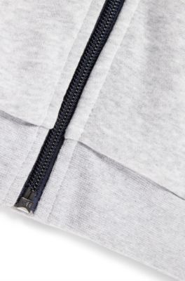 Kids' hoodie in cotton-blend fleece with logo print, Light Grey