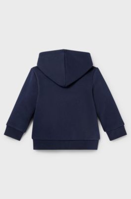 Kids' hoodie in cotton-blend fleece with logo print, Dark Blue