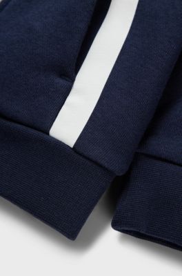 Kids' hoodie in cotton-blend fleece with logo print, Dark Blue