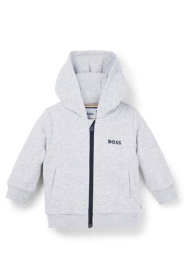 Kids' zip-up hoodie with logo print, Light Grey