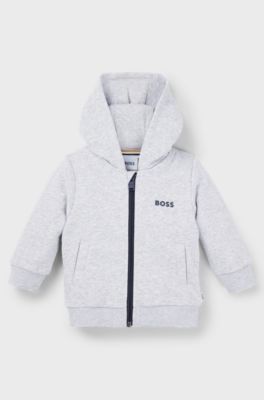 Kids' zip-up hoodie with logo print, Light Grey