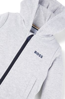 Kids' zip-up hoodie with logo print, Light Grey