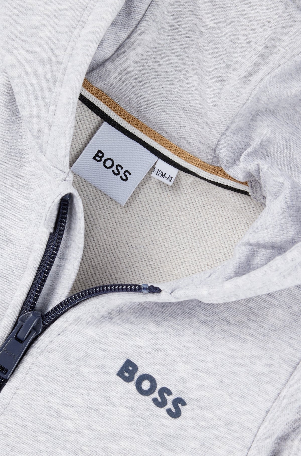 Kids' zip-up hoodie with logo print, Light Grey