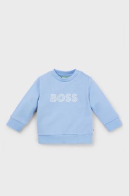 Kids' cotton-blend sweatshirt with logo print, Light Blue