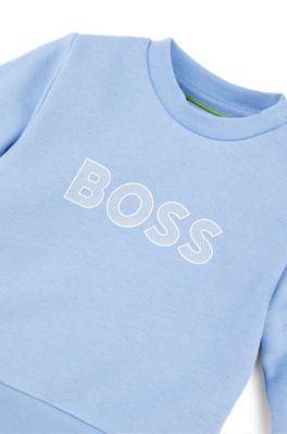 Kids' cotton-blend sweatshirt with logo print, Light Blue