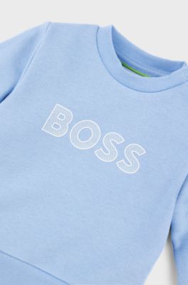 Kids' cotton-blend sweatshirt with logo print, Light Blue