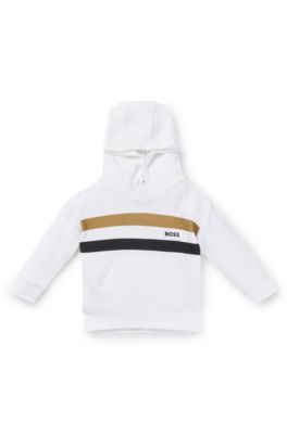 Kids' hoodie with signature stripe and logo, White