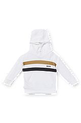 Kids' hoodie with signature stripe and logo, White
