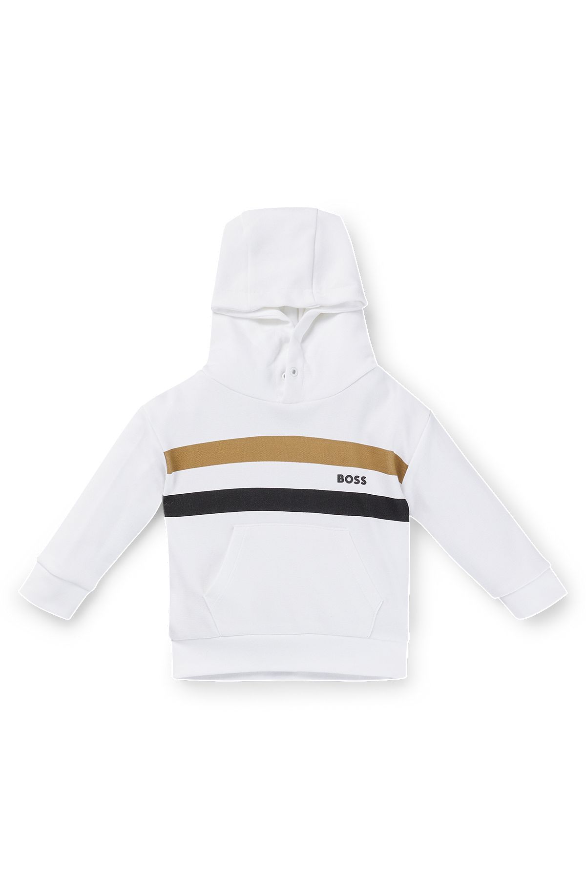 Kids' hoodie with signature stripe and logo, White
