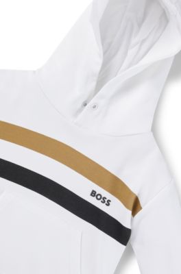 Kids' hoodie with signature stripe and logo, White