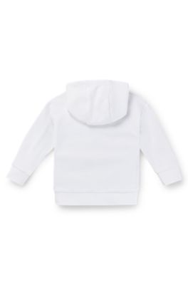 Kids' hoodie with signature stripe and logo, White