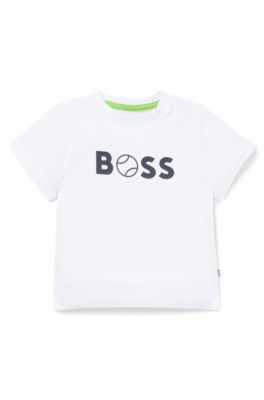Kids' T-shirt in cotton jersey with logo print, White