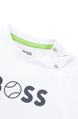 Kids' T-shirt in cotton jersey with logo print, White