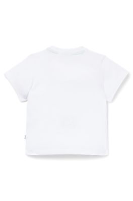 Kids' T-shirt in cotton jersey with logo print, White