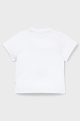 Kids' T-shirt in cotton jersey with logo print, White