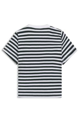 T-shirt per bambini in cotone con righe e logo, A disegni