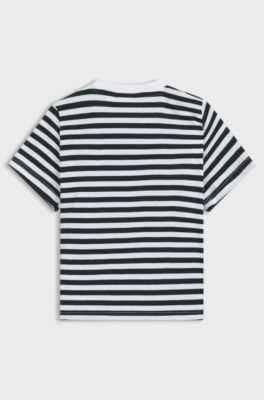 Kids' T-shirt in cotton with stripes and logo, Patterned