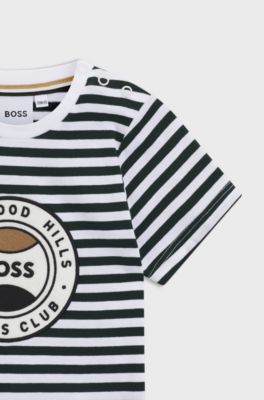 Kids' T-shirt in cotton with stripes and logo, Patterned