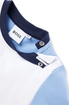 Kids' T-shirt in cotton with colour-blocking and logo, White