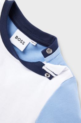 Kids' T-shirt in cotton with colour-blocking and logo, White