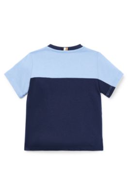 Kids' T-shirt in cotton with colour-blocking and logo, White