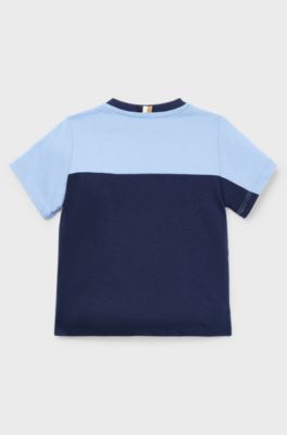 Kids' T-shirt in cotton with colour-blocking and logo, White