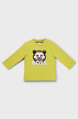 T-shirt &agrave; manches longues en coton avec logo artistique pour enfant, Vert