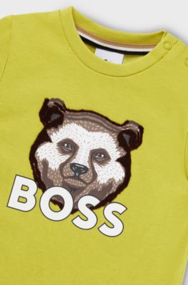 Camiseta de manga larga para ni&ntilde;os en algod&oacute;n con logo de dise&ntilde;o, Verde