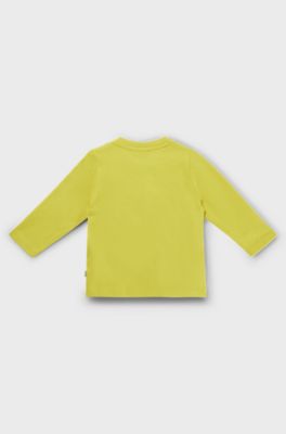 Camiseta de manga larga para ni&ntilde;os en algod&oacute;n con logo de dise&ntilde;o, Verde