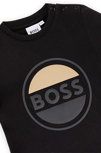 Boss Baby Boys Monogram Zip Up Top in Black 2 Yrs Brown