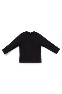 Kids' long-sleeved T-shirt in cotton with logo artwork, Black