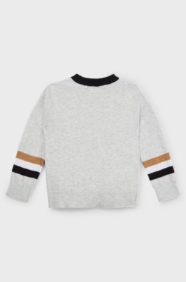 Kids' logo-print sweater in cotton and wool, Light Grey