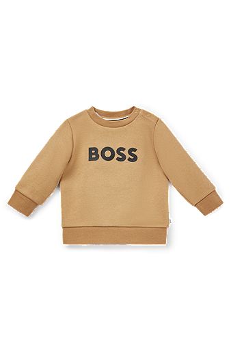 Sweatshirt til børn i bomuldsblanding med logoprint, Brun