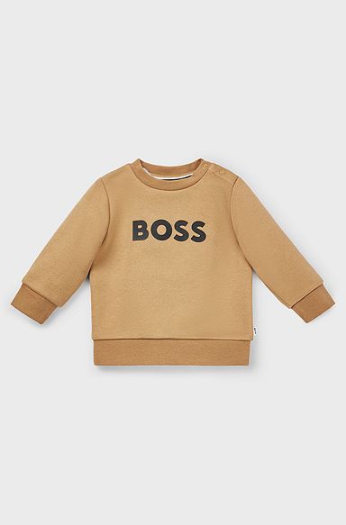 Kids' cotton-blend sweatshirt with logo print, Brown