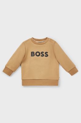 Kids' cotton-blend sweatshirt with logo print, Brown