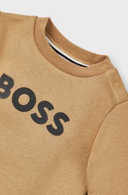 Kids' cotton-blend sweatshirt with logo print, Brown