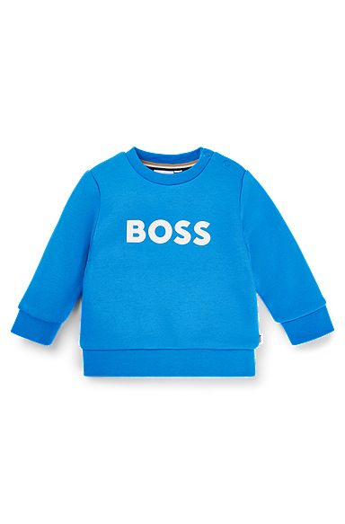 Sweatshirt til børn i bomuldsblanding med logoprint, Blå