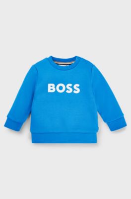 Kids' cotton-blend sweatshirt with logo print, Blue