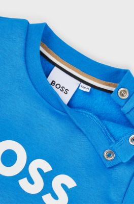 Kids' cotton-blend sweatshirt with logo print, Blue